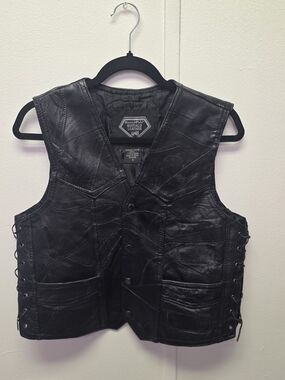 Womens leather jacket Vest label